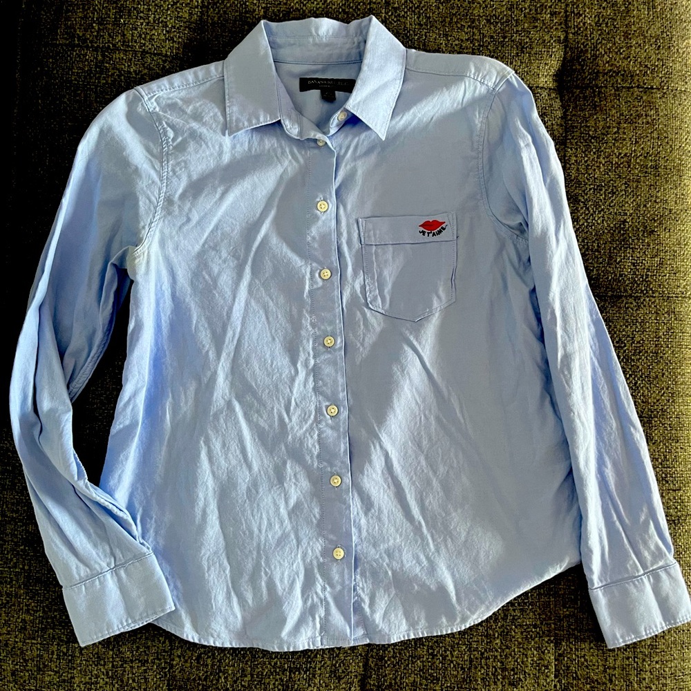 Banana Republic, slightly used, light blue button down, Women size XS